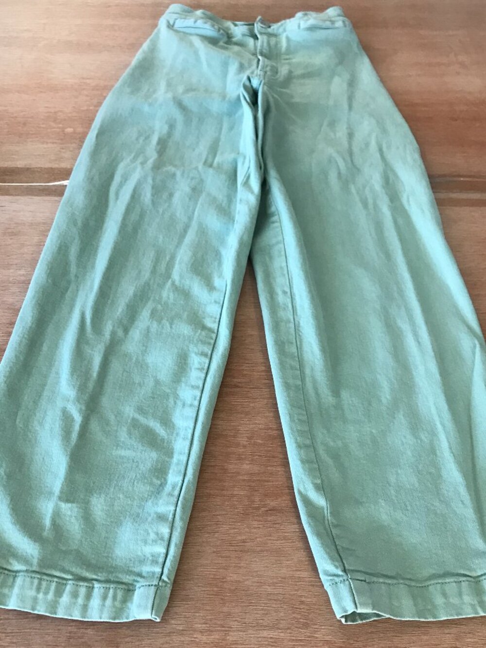 Madewell The Emmett Wide Leg Crop Pants Women 22 Green Mid Rise Pockets Preppy